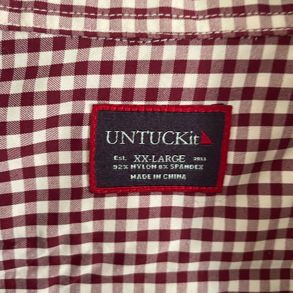 UNTUCKit Men's Burgundy Checkered Shirt - Picture 2 of 3